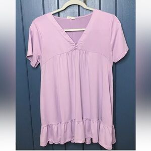Ninexis Lavender Tunic Tunic Medium Ruffle Hem Coquette Fairycore MISSING BUTTON